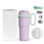 Manufacturer's Direct Sale 900ml Vacuum Insulated Stainless Steel Drum Travel Cup with Straw Handle and Ice Cream Cup