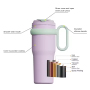 Manufacturer's Direct Sale 900ml Vacuum Insulated Stainless Steel Drum Travel Cup with Straw Handle and Ice Cream Cup