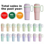 Manufacturer's Direct Sale 900ml Vacuum Insulated Stainless Steel Drum Travel Cup with Straw Handle and Ice Cream Cup