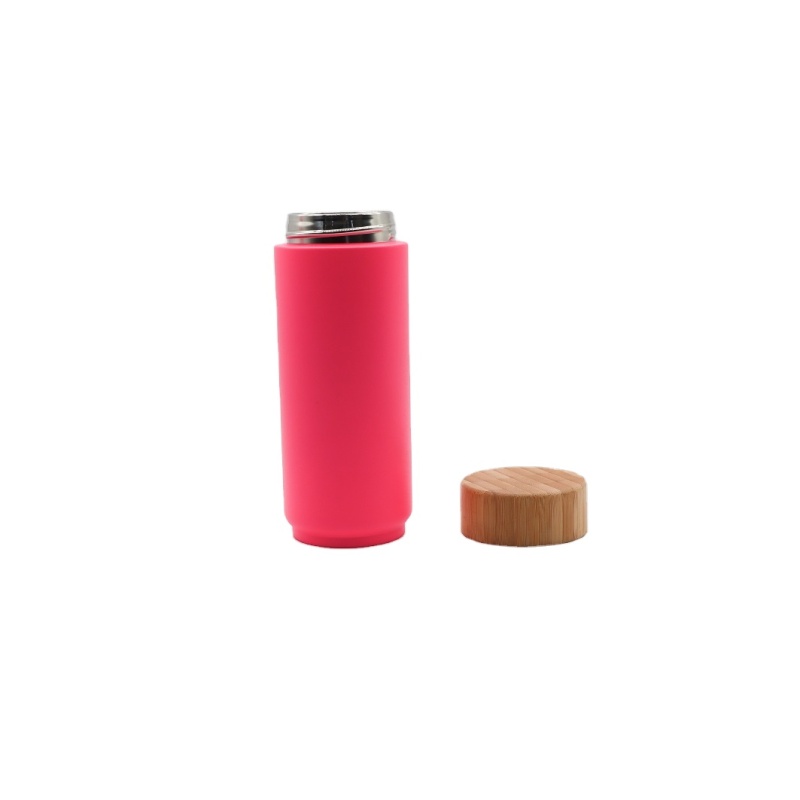 Wholesale New Style Stainless Steel Coffee Tumbler with Bamboo Lid Insulated Thermos Vacuum Flask 500ml Straight Water Bottle