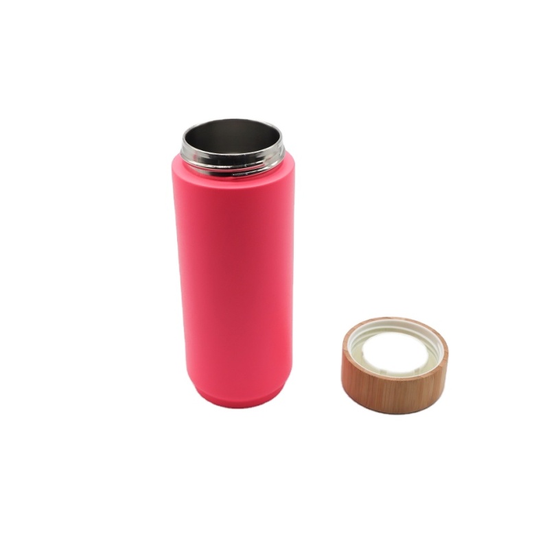 Wholesale New Style Stainless Steel Coffee Tumbler with Bamboo Lid Insulated Thermos Vacuum Flask 500ml Straight Water Bottle