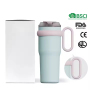 Wholesale Price with Handle and Straw Stainless Steel Drum Coffee Travel Cup Double Wall Insulated Car Water Bottle