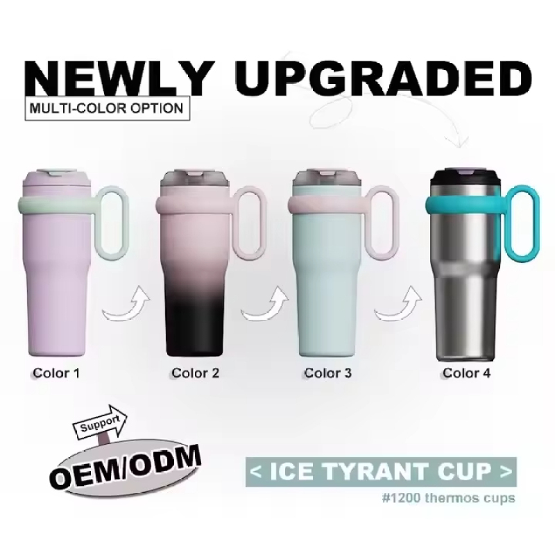 Wholesale Price with Handle and Straw Stainless Steel Drum Coffee Travel Cup Double Wall Insulated Car Water Bottle