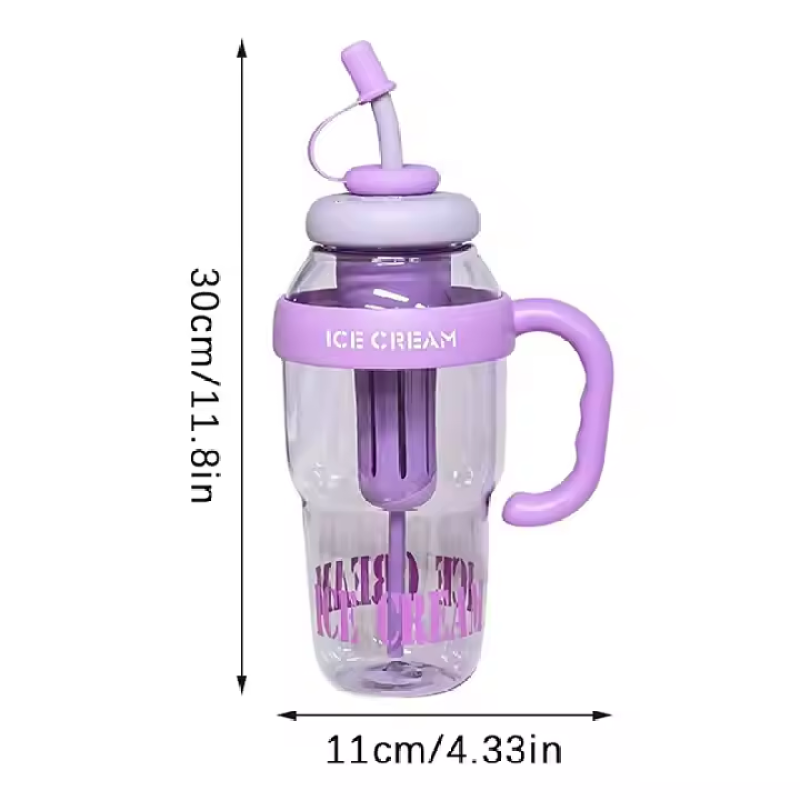 Wholesale 1300ml Large Capacity Portable Plastic Cute Cup Plastic Water Bottle with Straw Cute Belt Straw Water Bottle