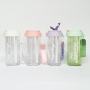 Summer 600ml Bpa-free Juice Drinking Portable Plastic Water Bottle Flower Tea Water Bottle with Strainer