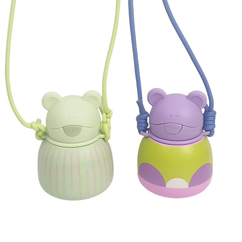 Portable Thermos Bottle 316 FoodGrade with Straw Cap Cute Cartoon Frog Shape Stainless Steel Vacuum Insulated Water Bottle