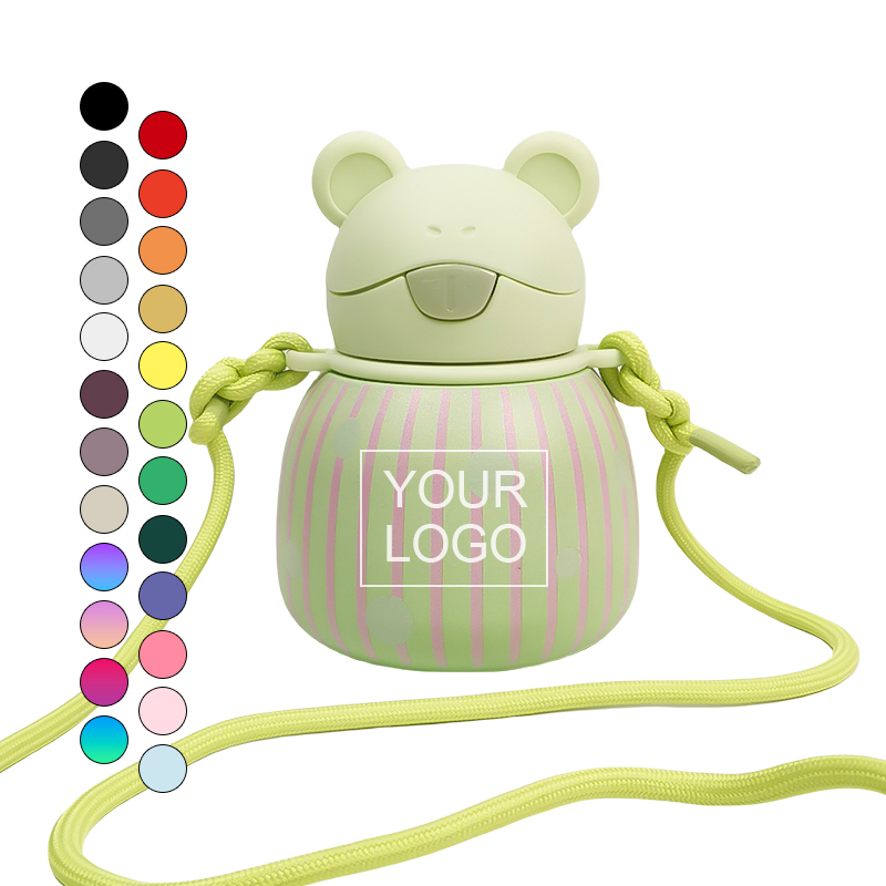 Portable Thermos Bottle 316 FoodGrade with Straw Cap Cute Cartoon Frog Shape Stainless Steel Vacuum Insulated Water Bottle