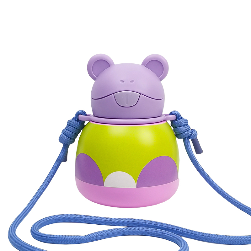Portable Thermos Bottle 316 FoodGrade with Straw Cap Cute Cartoon Frog Shape Stainless Steel Vacuum Insulated Water Bottle