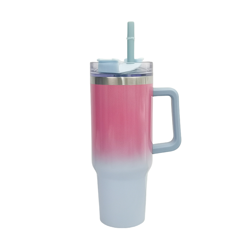 Wholesale Novelty Design 40oz Stainless Steel Double Wall Car Travel Tumbler with Handle and Straw