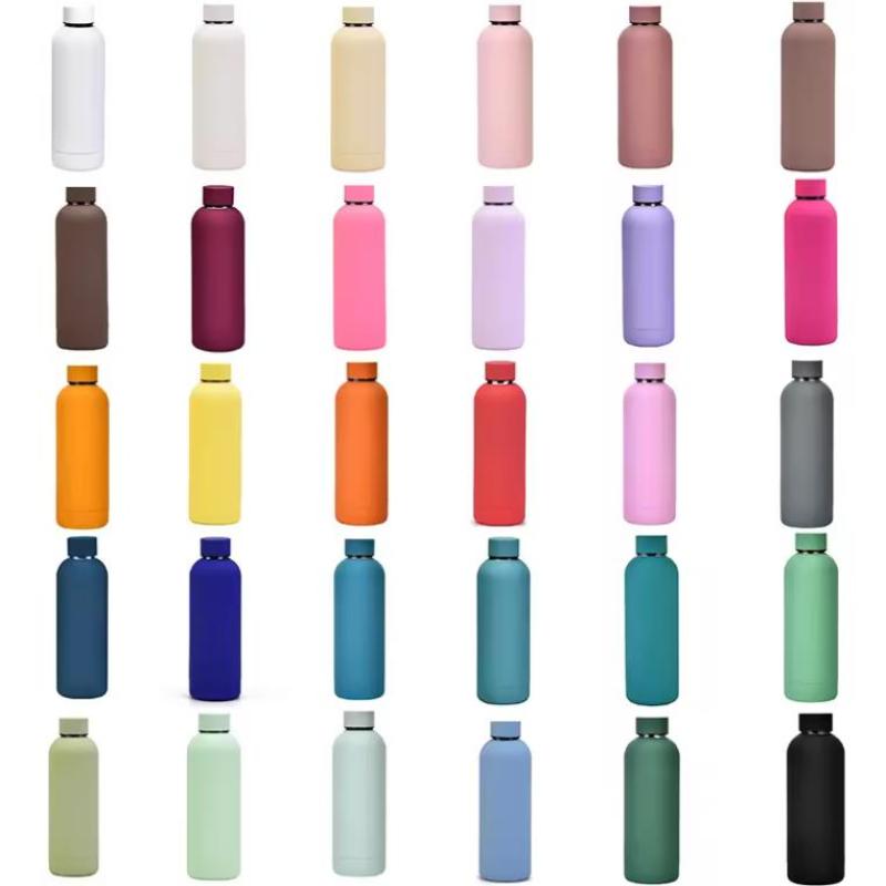 Travel Sport Custom Color Rubber Painting Stainless Steel 304 Insulated Water Bottles Termos Water Bottle with Finger Belt