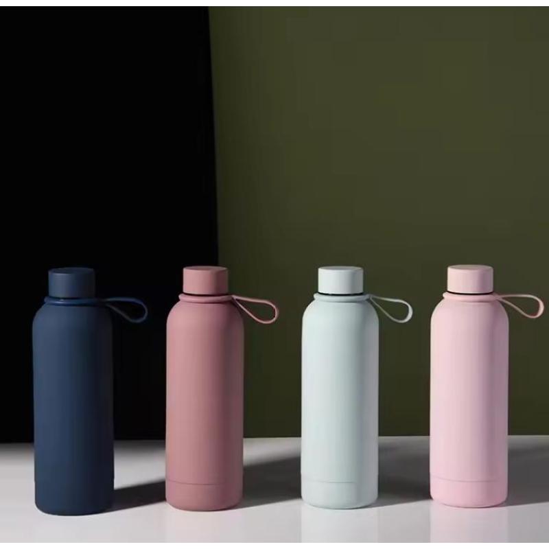 Travel Sport Custom Color Rubber Painting Stainless Steel 304 Insulated Water Bottles Termos Water Bottle with Finger Belt