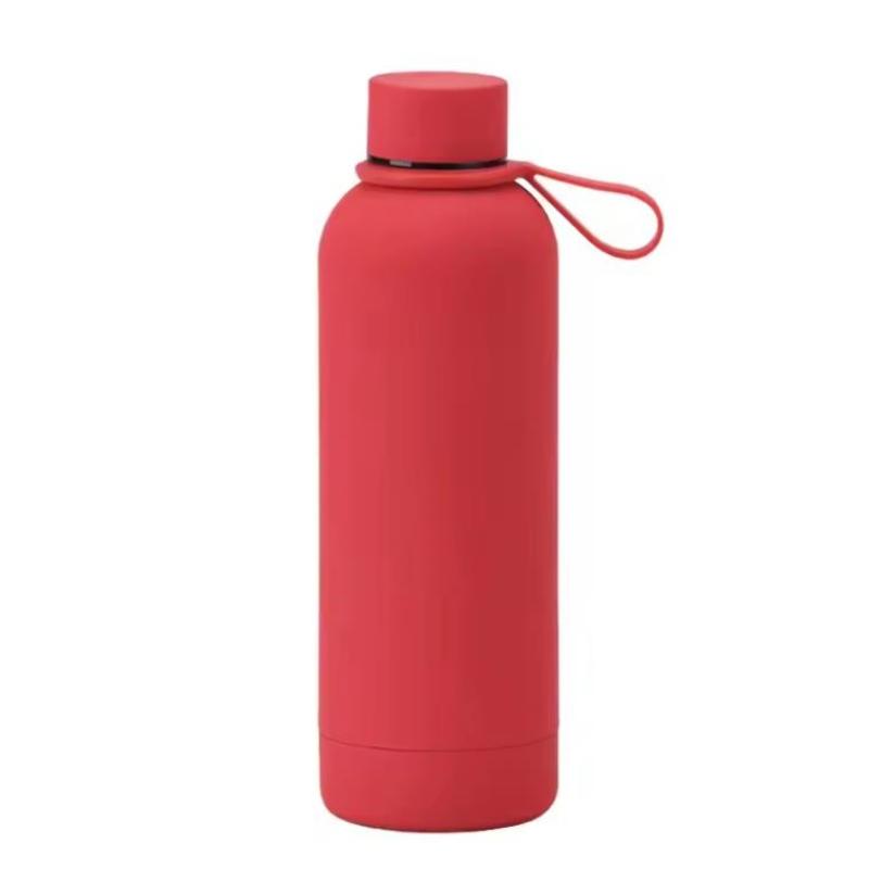 Travel Sport Custom Color Rubber Painting Stainless Steel 304 Insulated Water Bottles Termos Water Bottle with Finger Belt