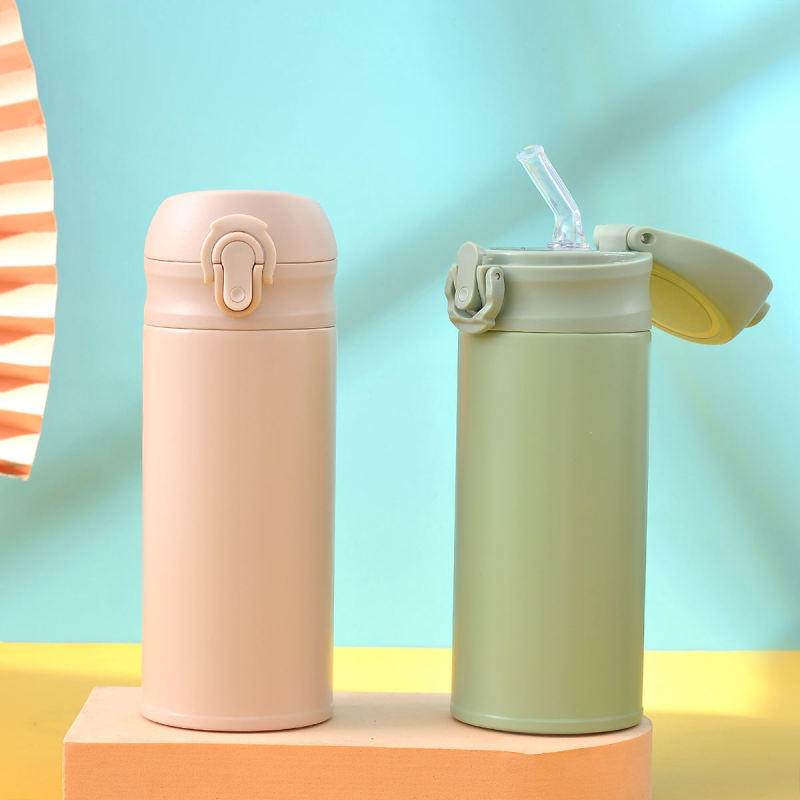 Hot Selling 320ml Small Capacity Vacuum Water Cup Mini Ultra-Thin Insulated Cup with Straw Double Drink Coffee Cup