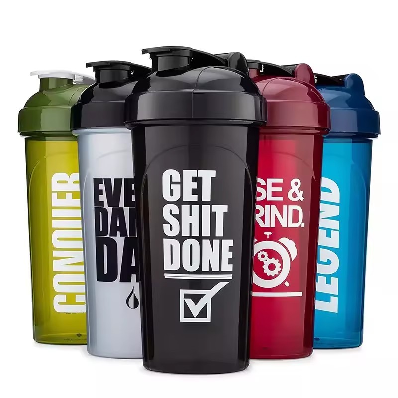 Protein Mixes 16 oz BPA-Free Leak Proof Water Cups Dishwasher Safe Plastic Sports Bottle Reusable for Gym