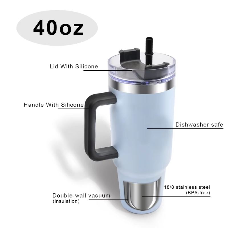 Wholesale Stainless Steel Insulated Coffee Tumbler New Design Powder Coated  40oz Travel Tumbler With Straw