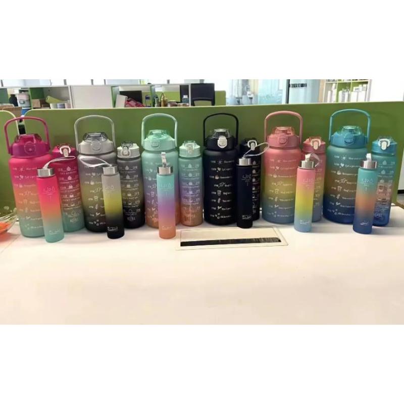 Plastic Water Bottle Portable 2L Outdoor Drinkware Durable Triple Sports Bottles Hot Sell 3 in 1 Set Travel American Style Pp/pc