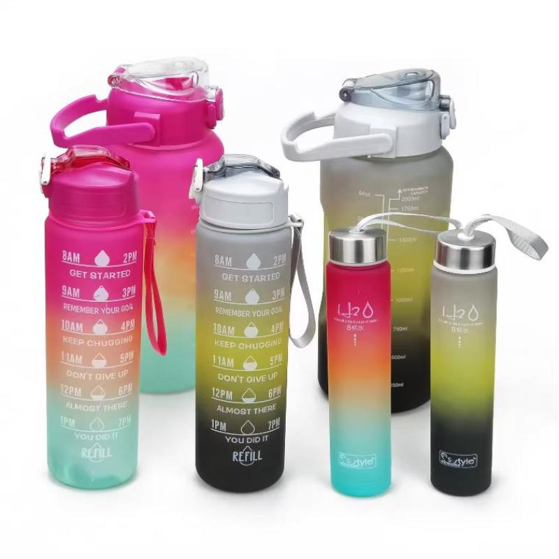 Plastic Water Bottle Portable 2L Outdoor Drinkware Durable Triple Sports Bottles Hot Sell 3 in 1 Set Travel American Style Pp/pc
