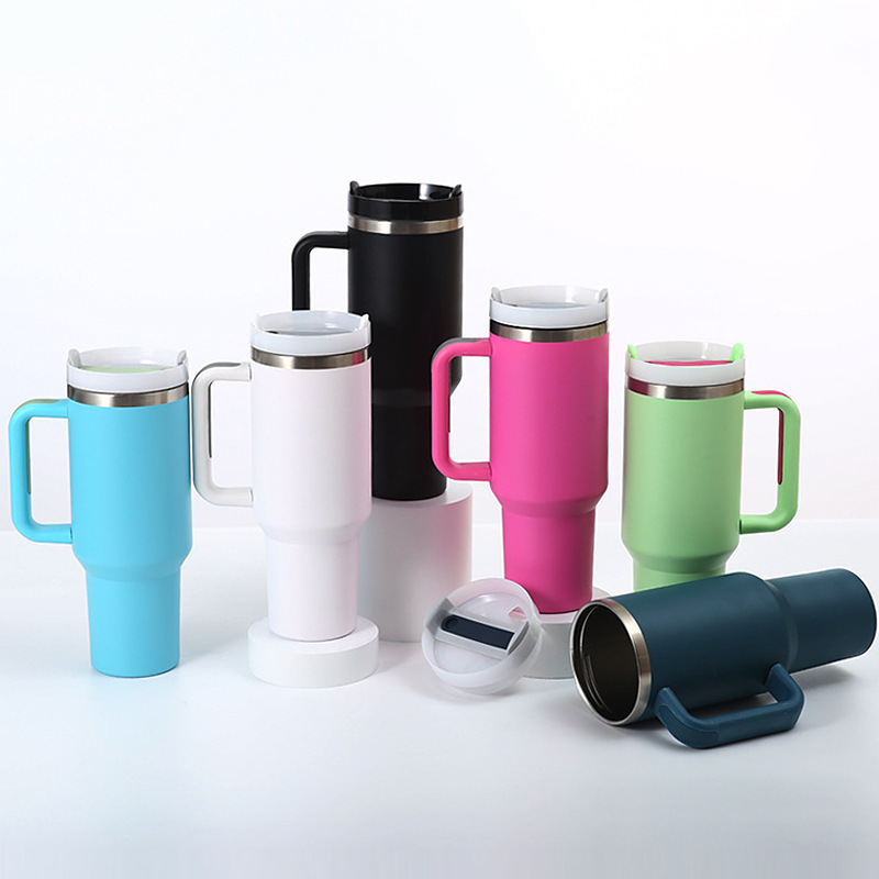 Car Cup 304 Handgrip Vacuum Flask Thermos Travel Wholesale Cold Ice Cups Large Capacity Stainless Steel 40oz PP Bag Tumbler Mugs