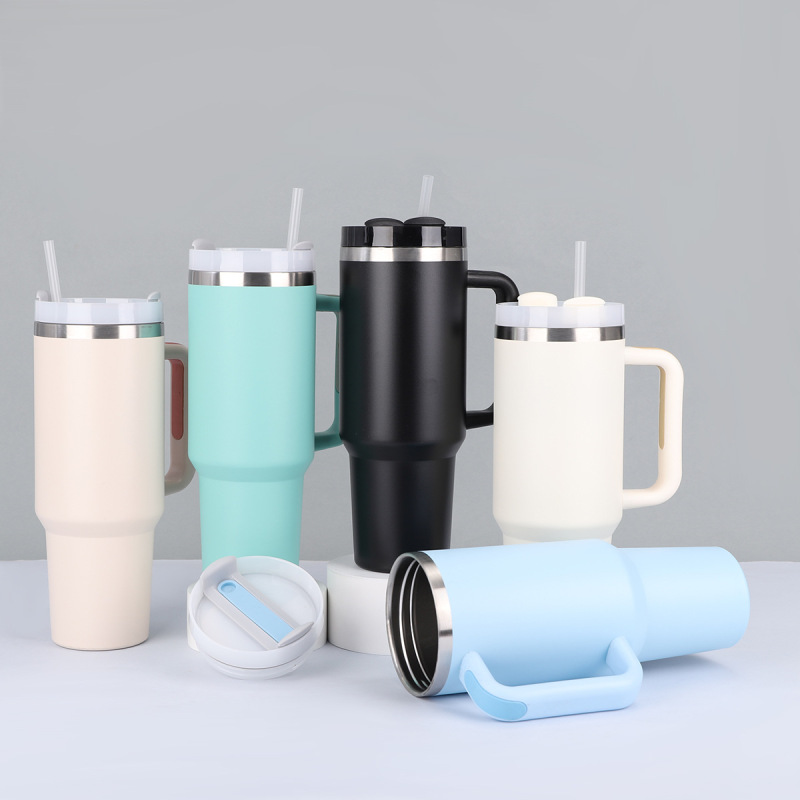 Car Cup 304 Handgrip Vacuum Flask Thermos Travel Wholesale Cold Ice Cups Large Capacity Stainless Steel 40oz PP Bag Tumbler Mugs