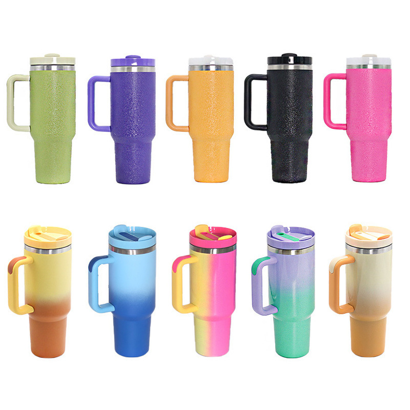 Car Cup 304 Handgrip Vacuum Flask Thermos Travel Wholesale Cold Ice Cups Large Capacity Stainless Steel 40oz PP Bag Tumbler Mugs