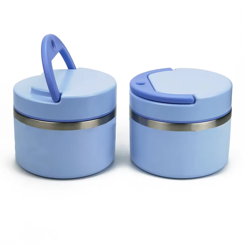 Vacuum Insulated Food Jar Lunch Box with Portable Handle Double Wall Insulated Food Jar Custom Stainless Steel Camping Ball Jar