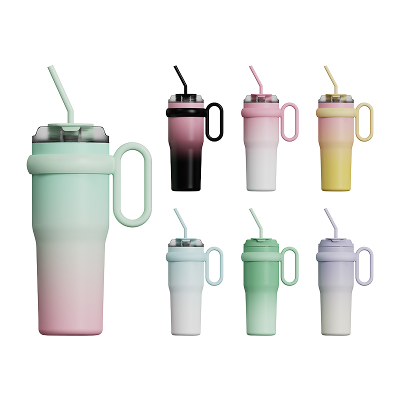 Stainless Steel Tumbler With Handle Coffee Travel Mug Insulated Double Wall 40oz Tumbler With Handle and Straw