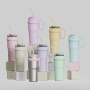 Manufacturer's Direct Sale Stainless Steel Cup with Straw Handle Vacuum Coffee Cup Double Wall Flask Outdoor Travel Cup