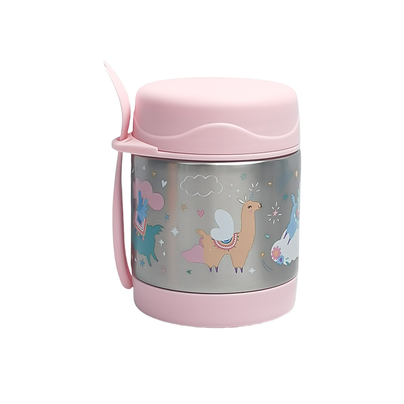 Wholesale Stainless Steel Lunch Box Custom Logo 350ml Kids Food Thermal Food Container with Spoon and Fork