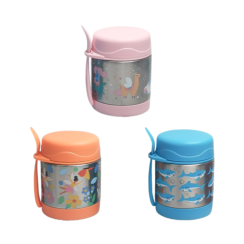 Wholesale Stainless Steel Lunch Box Custom Logo 350ml Kids Food Thermal Food Container with Spoon and Fork