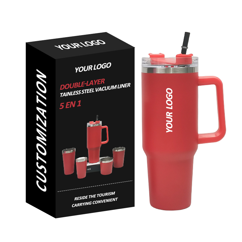 OEM ODM Customized Logo Insulated Tumbler with Handle Five-Piece Set for Office Gift Cup
