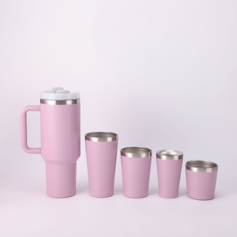 OEM ODM Customized Logo Insulated Tumbler with Handle Five-Piece Set for Office Gift Cup