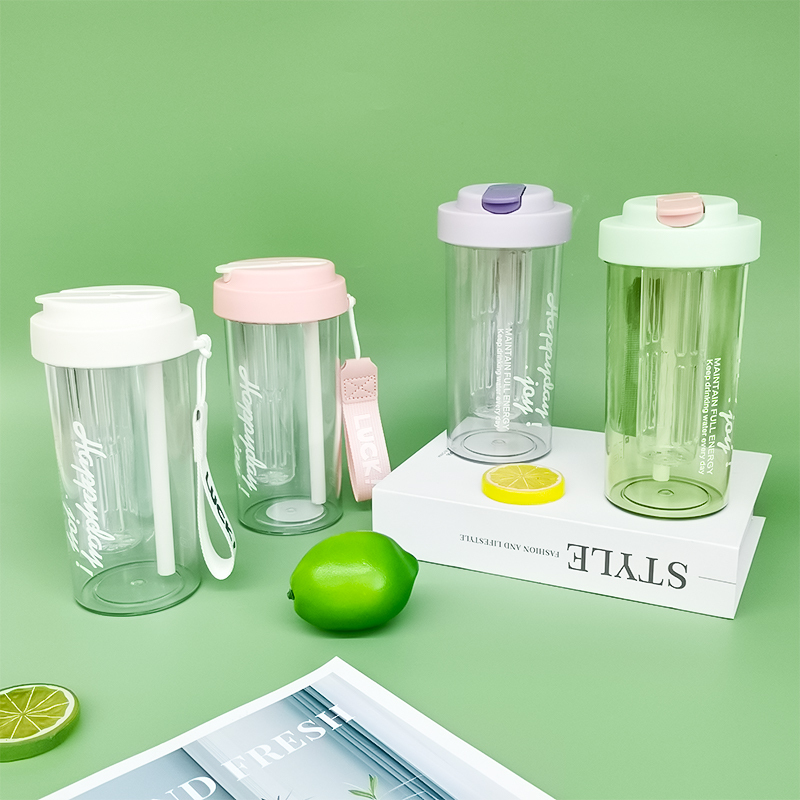 New Tea Water Separation Fashion Plastic Cup 600ml Portable Spring Summer Plastic Water Bottle with Straw