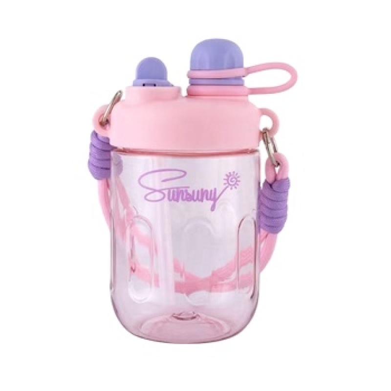Double-drinking Straw Cup Children Students Tea Cups High-color Drop-proof High-temperature Resistant Plastic Girls Gym Travel