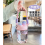 Double-drinking Straw Cup Children Students Tea Cups High-color Drop-proof High-temperature Resistant Plastic Girls Gym Travel