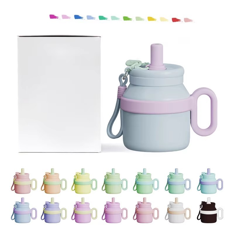 Factory Price Stainless Steel Double Wall Insulated Cup 480ml Insulated Coffee Water Bottle with Handle Straw Insulated Cup