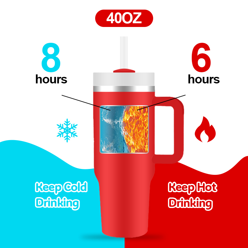 Wholesale Large 30oz 40oz Insulated Outdoor Mug 40 oz Stainless Steel Tumbler with Handle and Straw