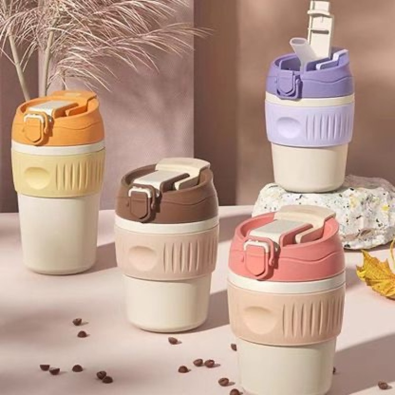 Portable Eco-friendly Tumbler Vacuum Insulated Stainless Steel Water Bottle With Lock Lid Stainless Steel Coffee Cup
