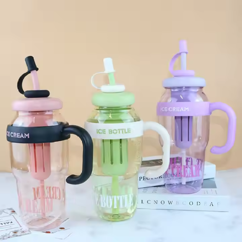 New Arrival Hot Selling 40oz Plastic Water Bottle with Handle Outdoor Travel Sports Reusable Children's Water Tea Cup with Straw