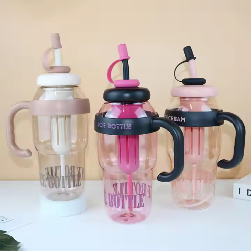 New Arrival Hot Selling 40oz Plastic Water Bottle with Handle Outdoor Travel Sports Reusable Children's Water Tea Cup with Straw