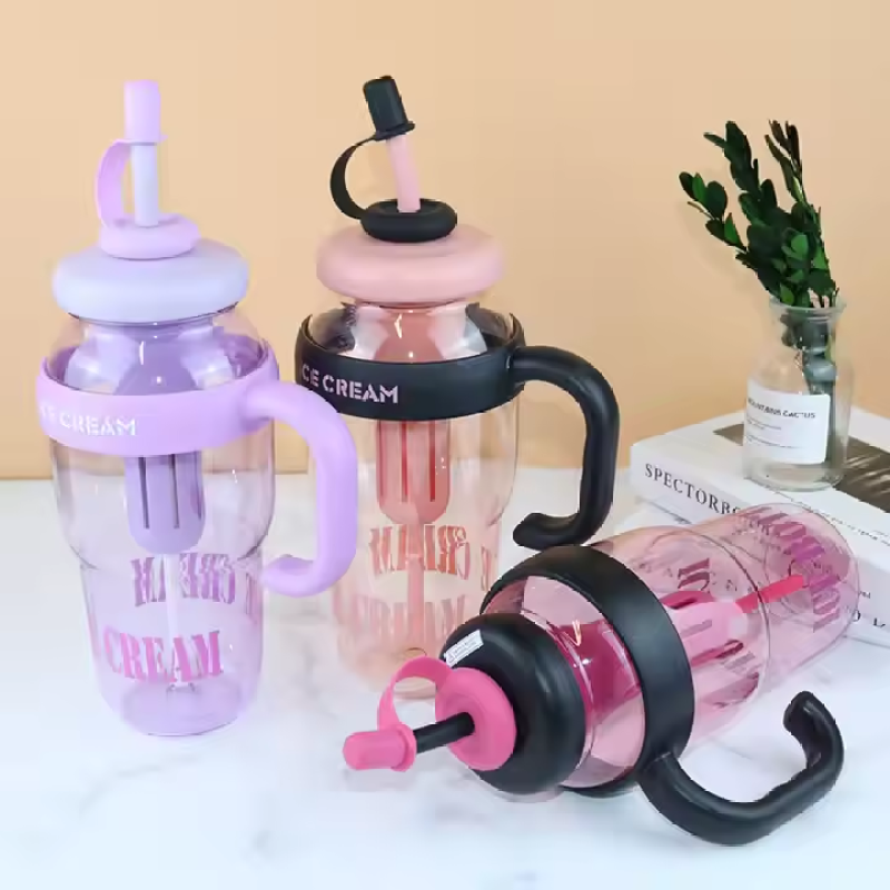 New Arrival Hot Selling 40oz Plastic Water Bottle with Handle Outdoor Travel Sports Reusable Children's Water Tea Cup with Straw