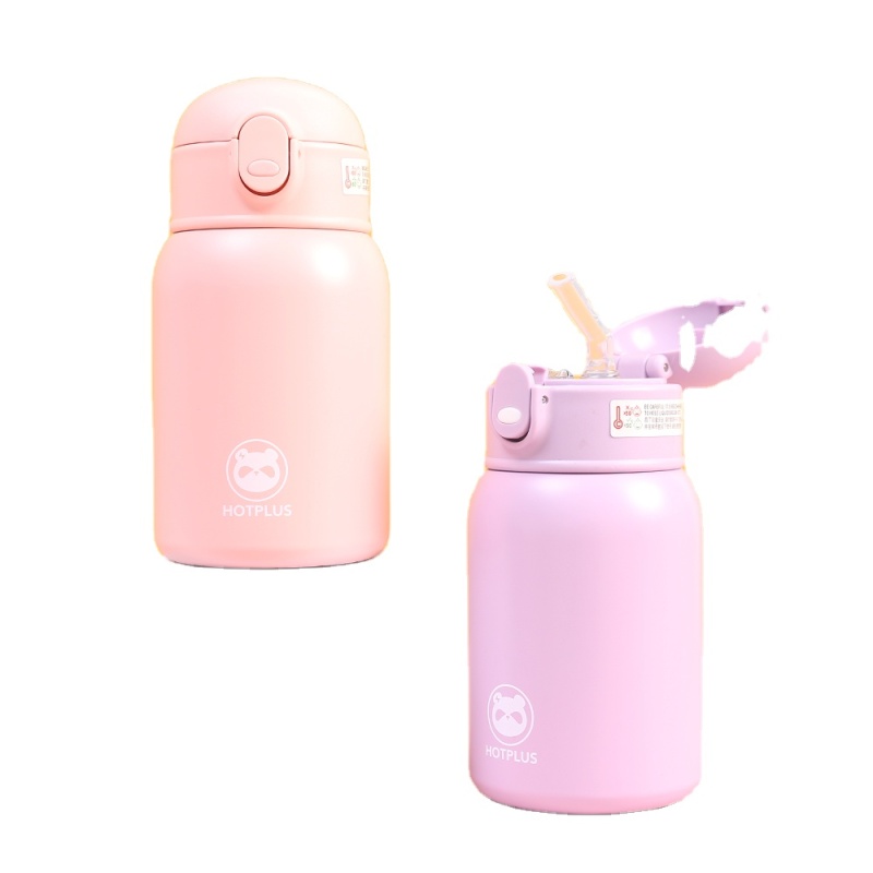 Hot Selling 400ml Capacity Wide Mouth Double Wall Stainless Steel Portable Fashion Gift Vacuum Cup Bottle with Straw