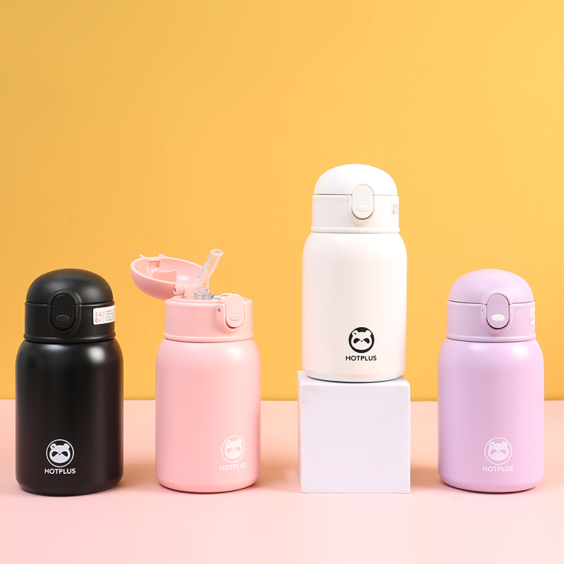 Hot Selling 400ml Capacity Wide Mouth Double Wall Stainless Steel Portable Fashion Gift Vacuum Cup Bottle with Straw