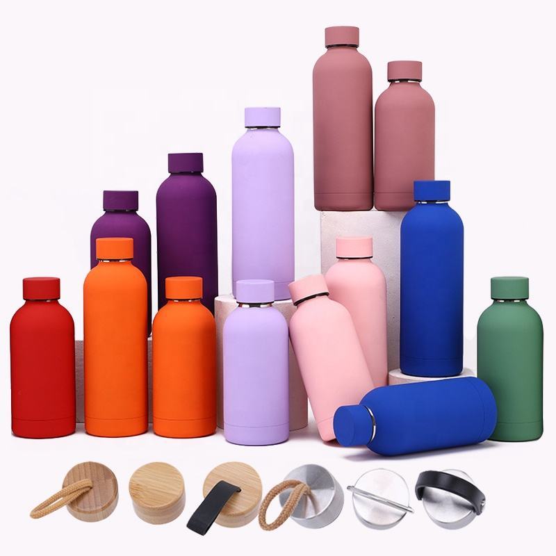 Custom Logo 500ml Sport Water Bottle Stainless Steel Double Wall Vaccum Flask Thermal Rubber Paint Matte Sports Water Bottle
