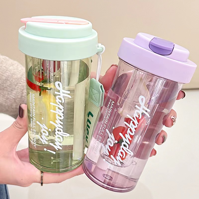 High Quality Creative Plastic Sport Bottles Outdoor Leakproof Tea Drinking Cup Portable Water Bottle With Tea Infuser