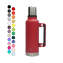 Sports Water Bottle 1300ML 1900ML Vacuum Insulated Stainless Steel, Double Walled Wide Mouth Metal Jug