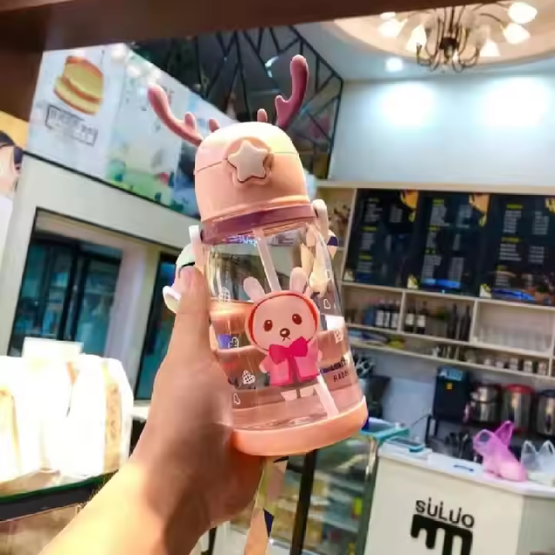 Wholesale BPA Free Water Bottle Cute Cartoon Kids Strap Cup Convenient Sport Style for Kindergarten and Primary School Students