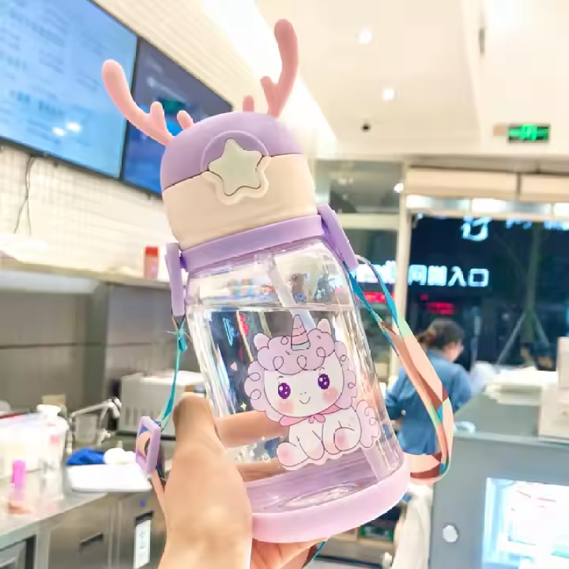 Wholesale BPA Free Water Bottle Cute Cartoon Kids Strap Cup Convenient Sport Style for Kindergarten and Primary School Students