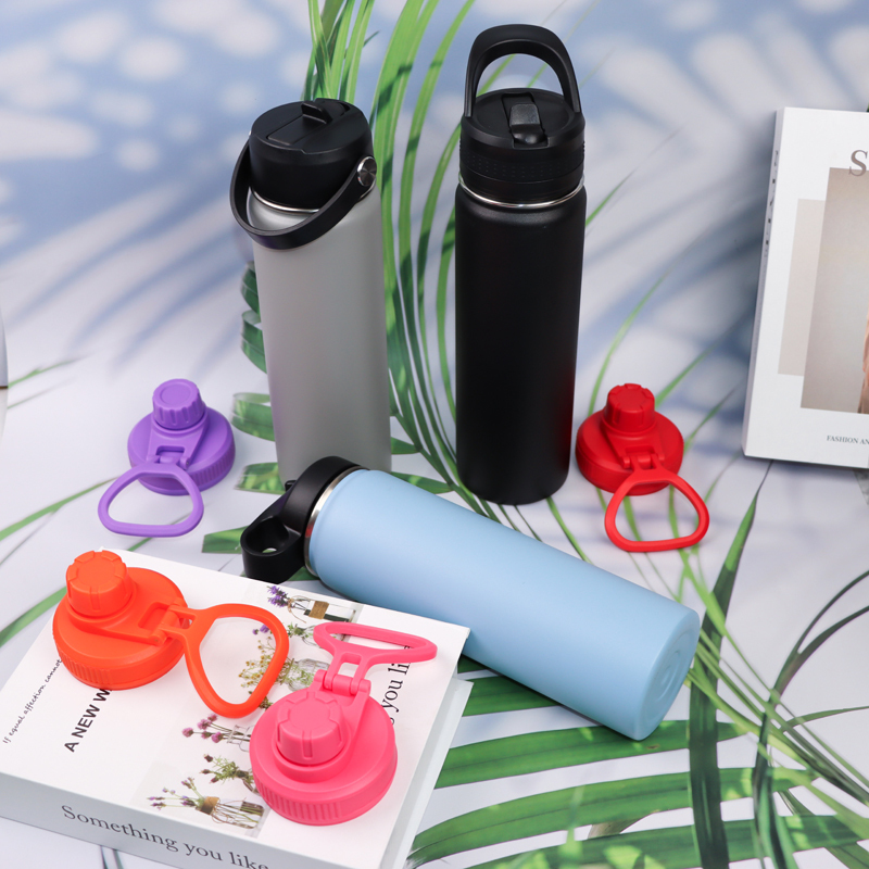 Customized logo Different Size Vacuum Mug Outdoor Stainless Steel Goblet Cola Cup with Soft Silicone Handle