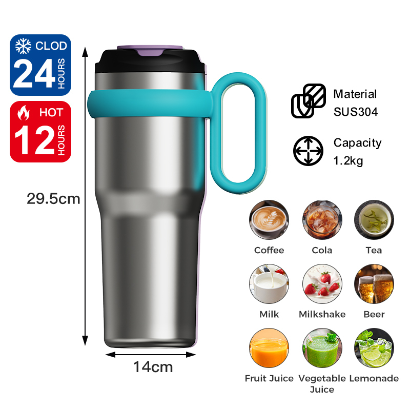 New Cute Travel 1200ml Stainless Steel Thermal Mug Water Bottle Vacuum Insulation Cup Insulated Tumbler With Lid Straw