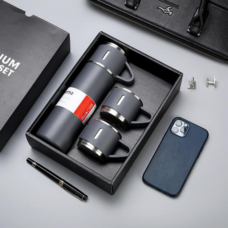 High Quality New Custom Logo Stainless Steel Water Bottle Set Insulated Cup Gift Set Business Gift Box